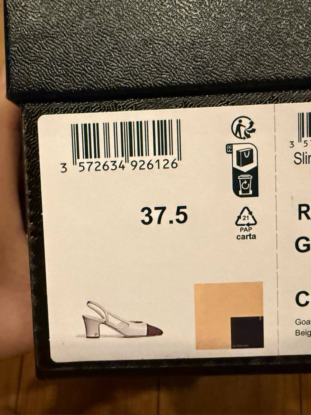 CHANEL Classic Beige and Black Two-Tone Slingback Mules w/ Box - Picture 9 of 9
